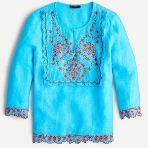 J.Crew Embroidered linen tunic